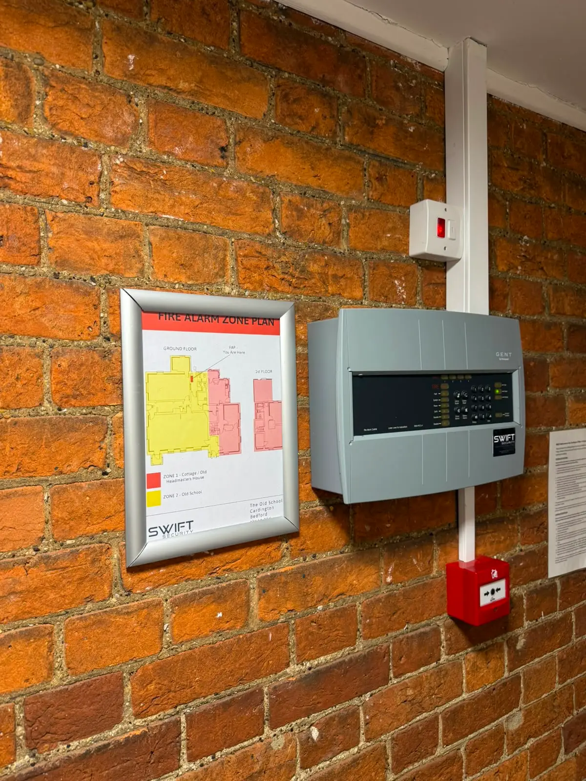 Fire alarm panel and zone chart